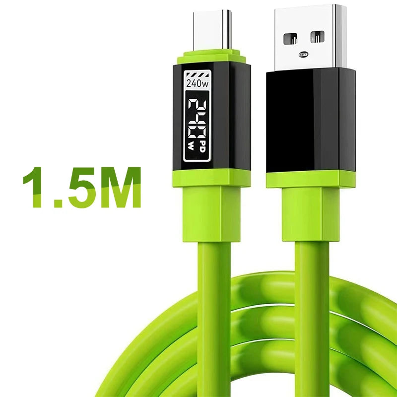 240W USB C Cable With Power Display | Fast Charging Cord