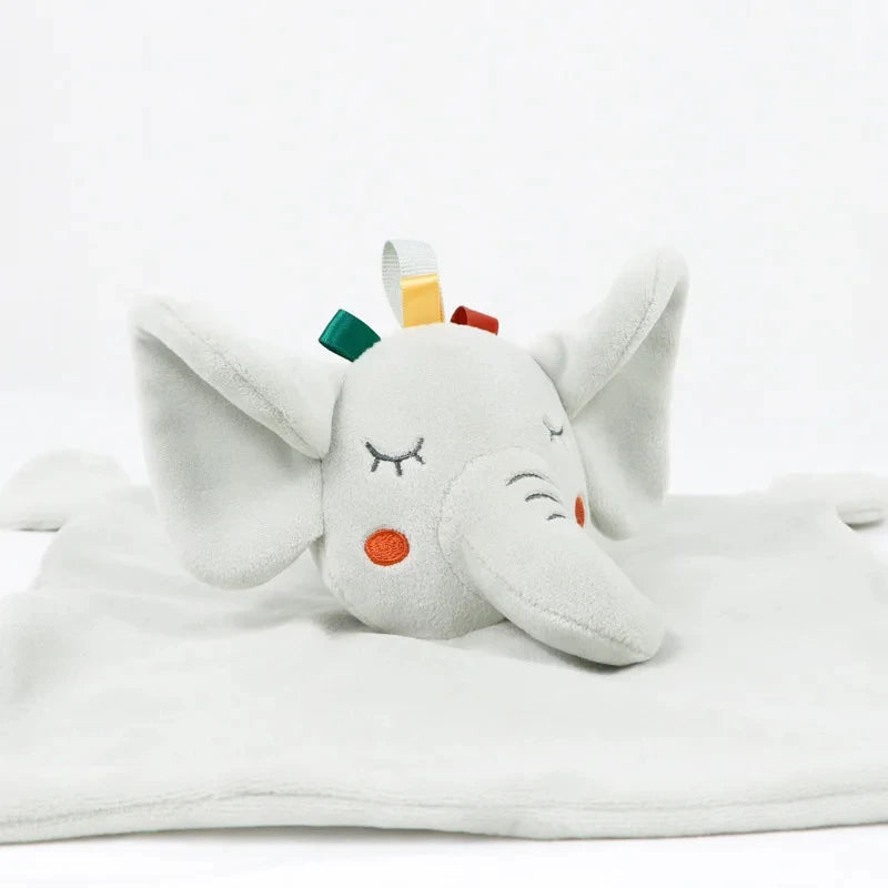 Cute Elephant Plush Teether Rattle for Newborns | Soft Blanket Toy