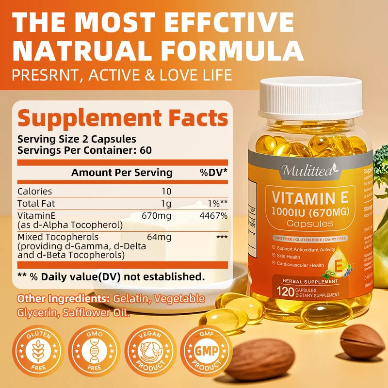 High Potency Vitamin E Capsules | Antioxidant Immune Support