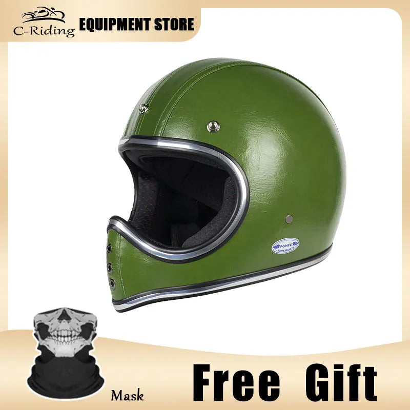 Yellow Vintage Full Face Helmet with Photochromic Goggles | Safety & Style