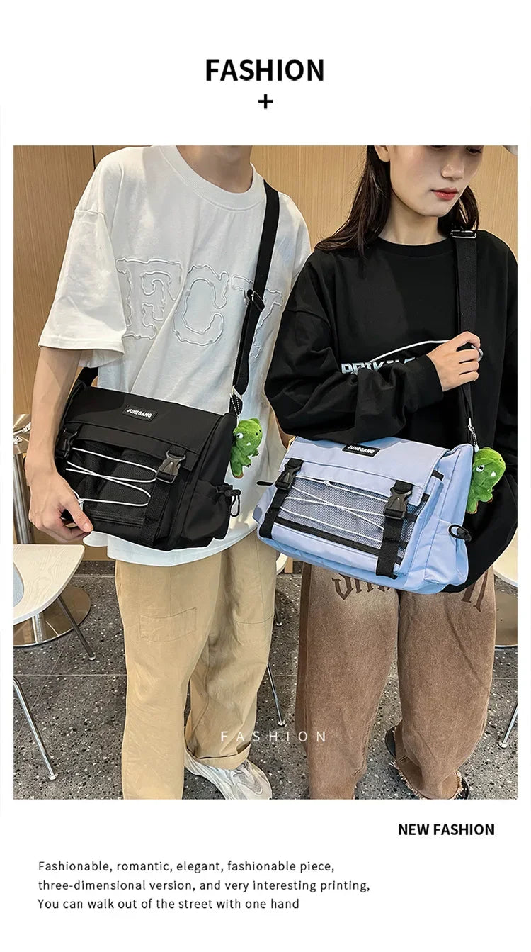 Bolso cruzado de nailon elegante para adolescentes | Bandolera multibolsillos