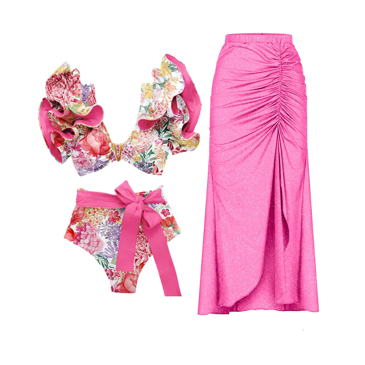 Floral Ruffle Bikini Set | Stylish & Sexy Beach Swimwear
