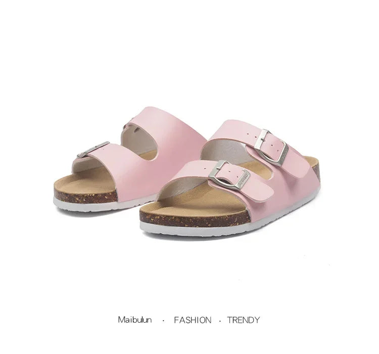 Men's Casual Buckle Cork Slippers | Comfortable Summer Footwear