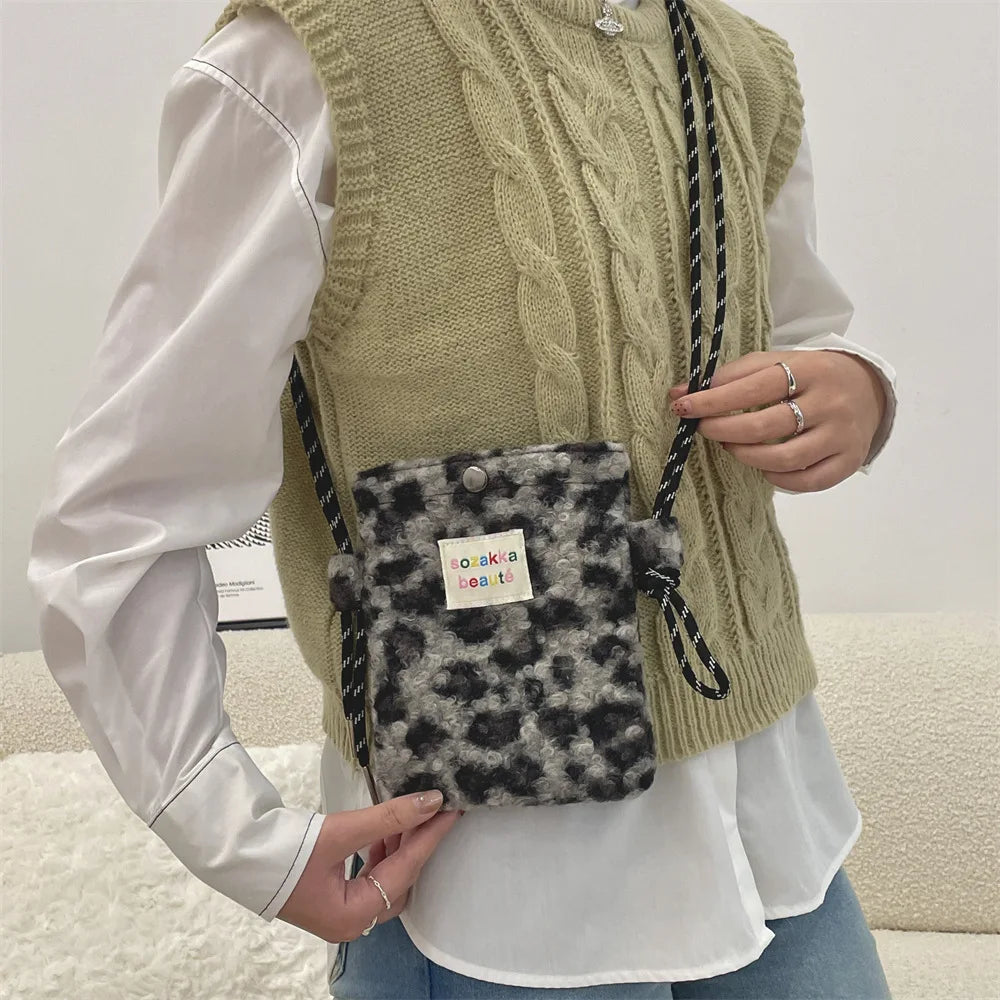 Cute Plush Dot Crossbody Bags for Women | Portable Shoulder Bag
