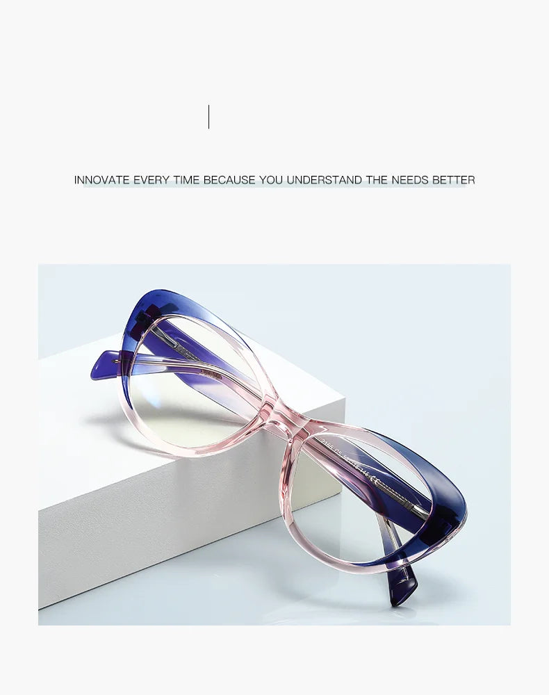 Stylish Retro Cat Eye Prescription Glasses | Anti-Blue Ray Protection