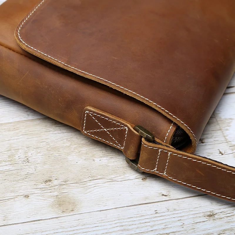 Retro Cowhide Men's Crossbody Bag | Handmade Leather Messenger