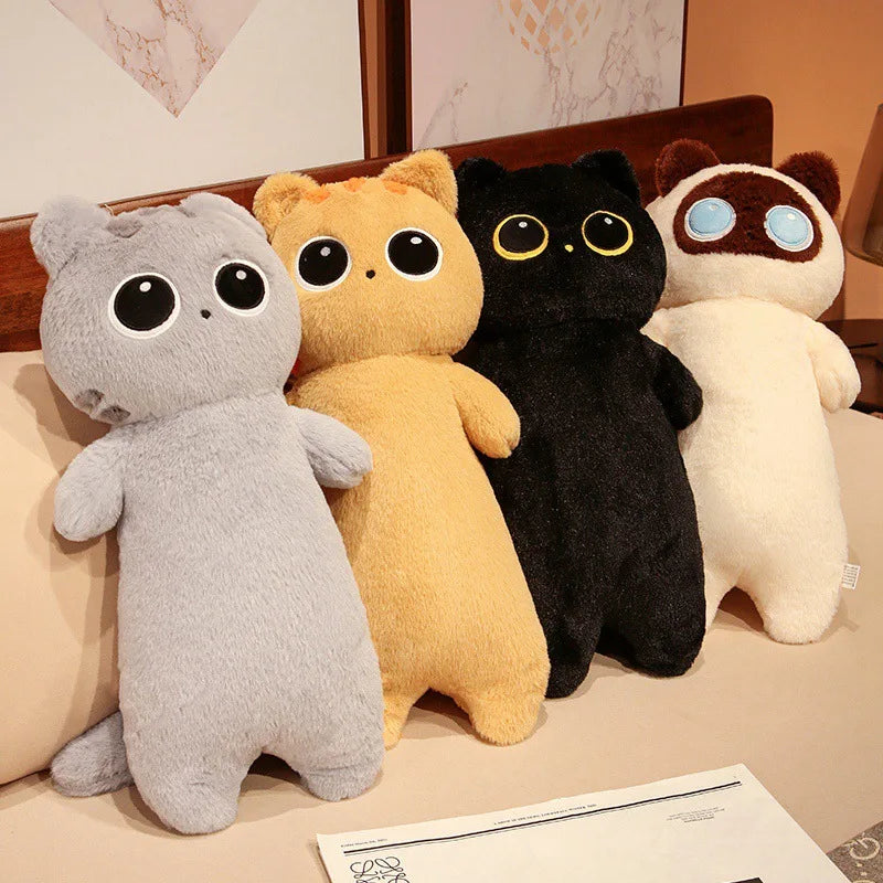 Kawaii Siamese Cat Plush Toy | Long Oblong Nap Pillow for Kids
