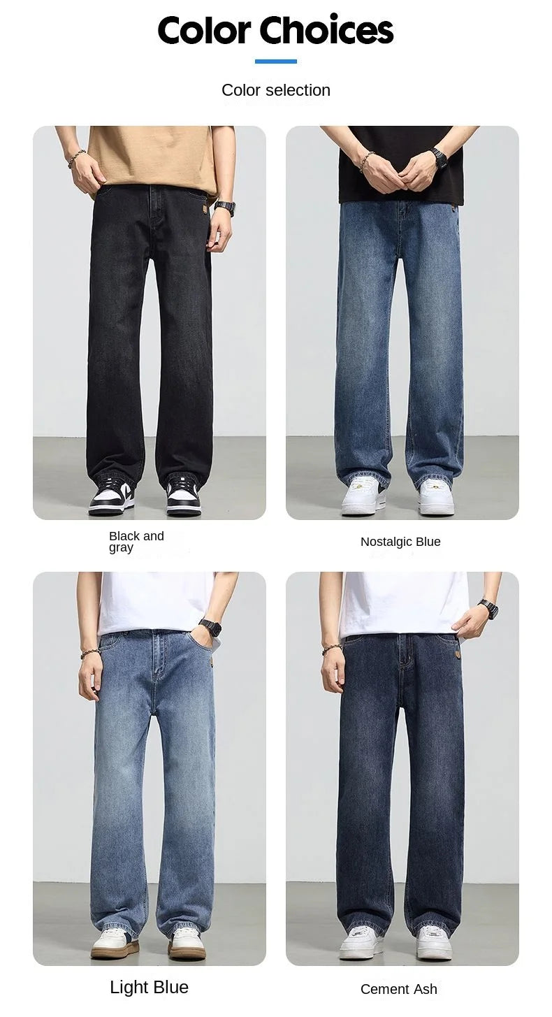 Men's Retro Straight Jeans | Casual Loose Wide Leg Denim Pants