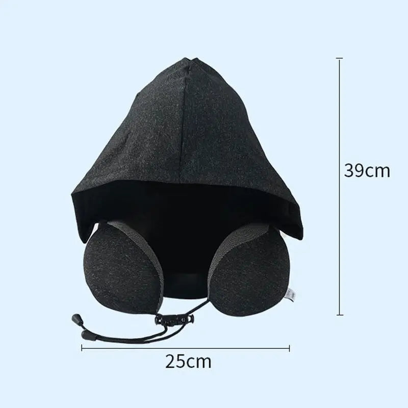 Foldable Memory Foam Travel Neck Pillow with Soft Contour Hood — U-Shaped Stress-Relief Pillow for Flights & On-The-Go Comfort