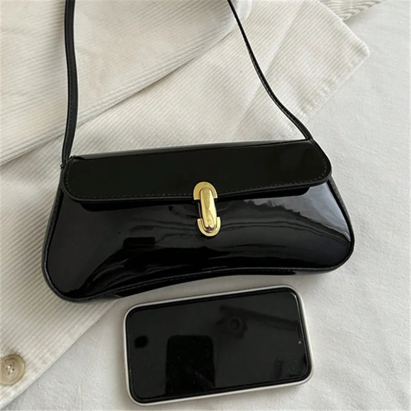 Stylish Shiny PU Leather Handbag | Versatile Women's Tote Bag