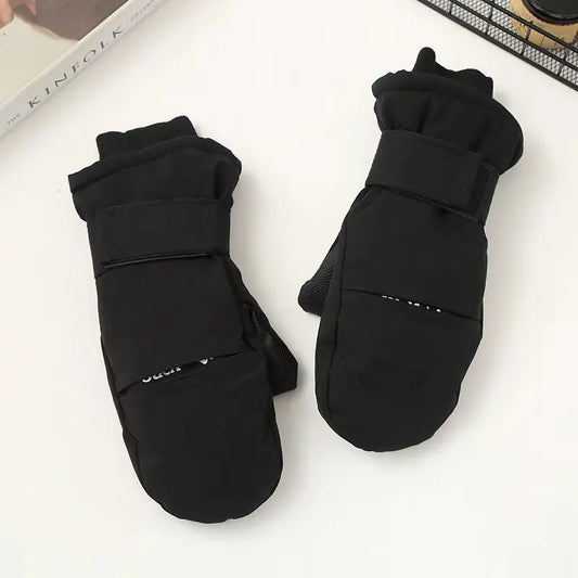 Winter Finger Gloves Windproof Thick Velvet Warm Gloves Unisex Wrist Protection Skiing Mountaineering Outdoor Sports