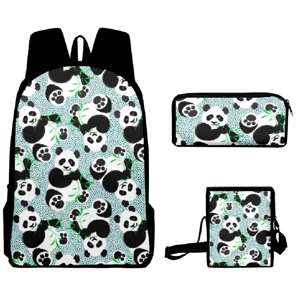 Anime Panda Print Backpack | Trendy School Bag for Kids