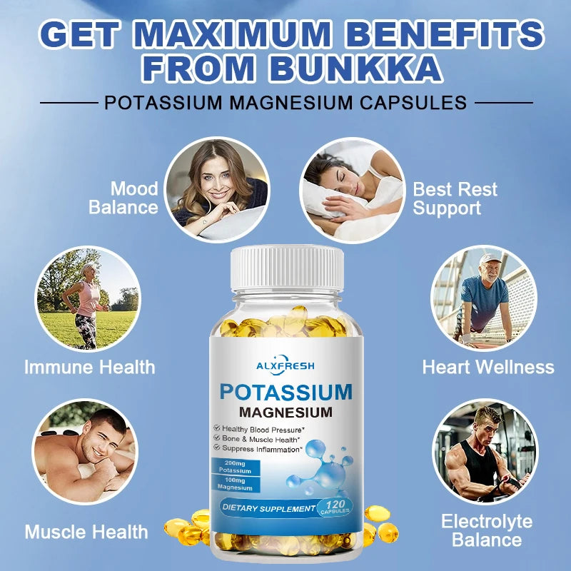 Potassium Magnesium Capsules for Health, Beauty & Fitness