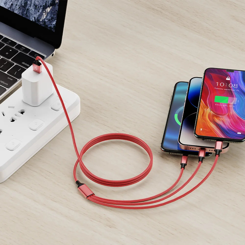 4pcs 3in1 USB-C Fast Charging Cable | Multi-Interface Charging