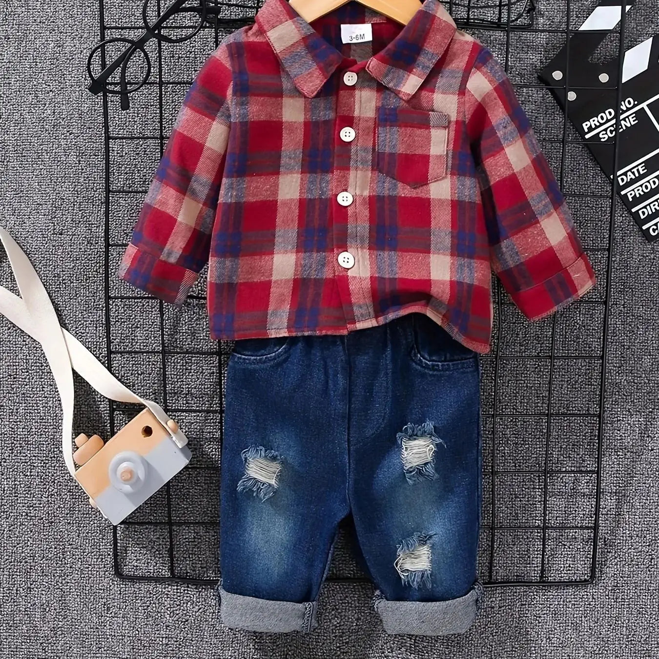 Boys' Stylish Tartan Polo Shirt & Denim Trouser Set | Casual Outfit