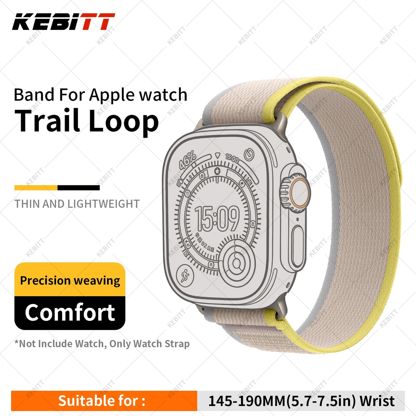 High-Quality Nylon Strap for Smartwatches | Natural Titanium Finish