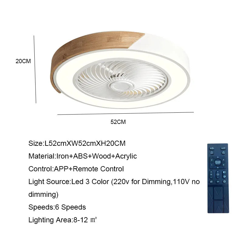 52CM Ceiling Fan Light with Remote Control | Modern Home Comfort