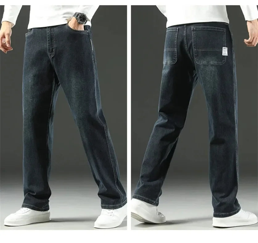 Men's Baggy Straight Wide Leg Jeans | Stylish Business Casual Pants