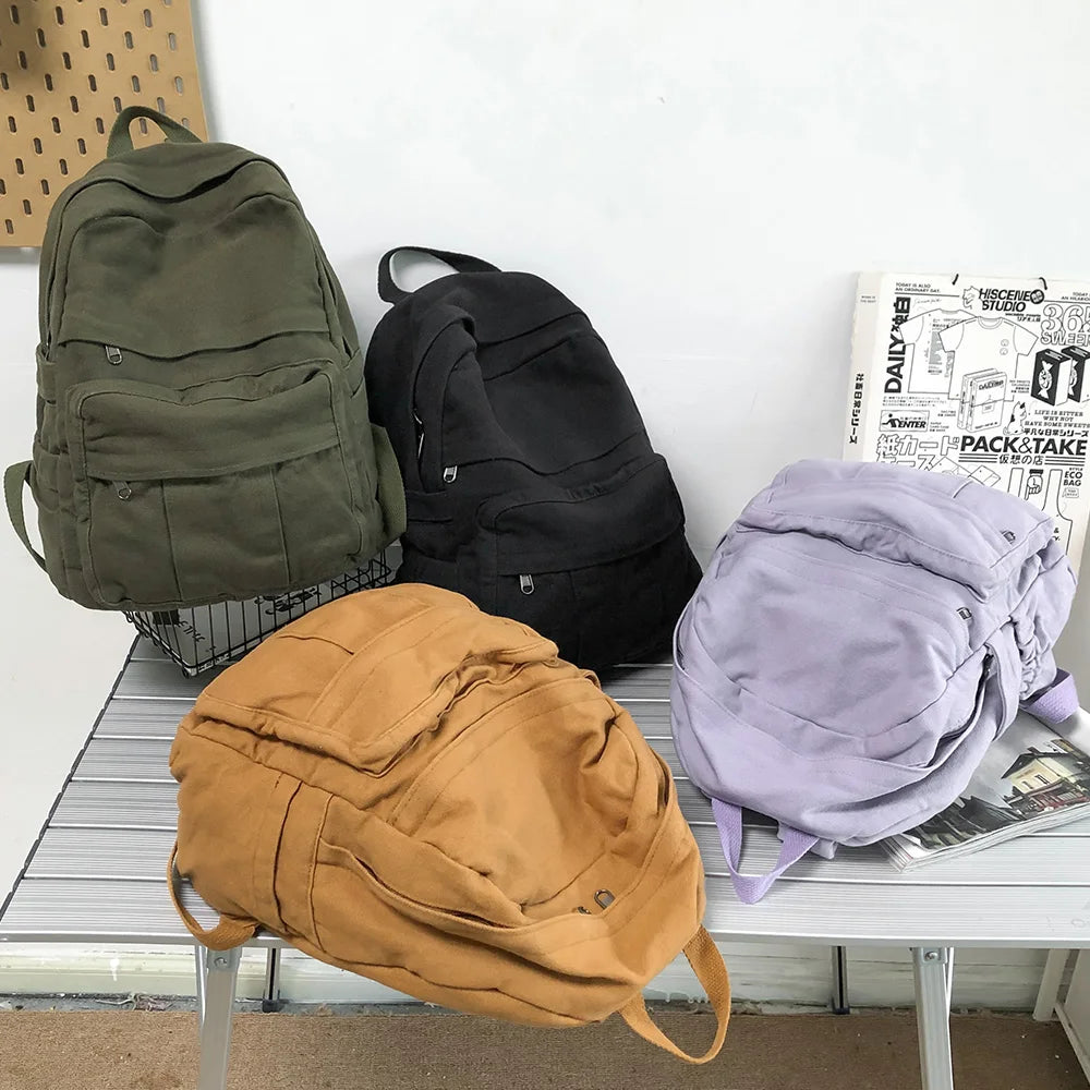 Stylish Vintage Fabric Backpack | Trendy & Functional Student Bag