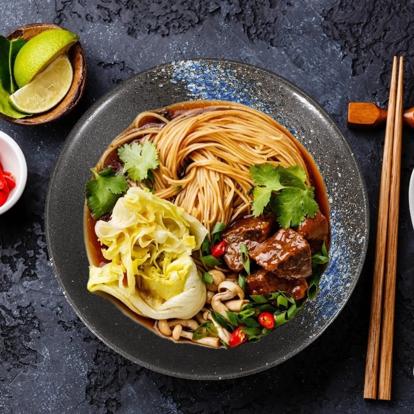 Handmade Japanese Style Ceramic Ramen Bowl Set | Unique Tableware