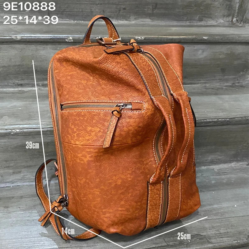 Retro Multi-Functional Vintage Backpack | Large Capacity Leather Bag