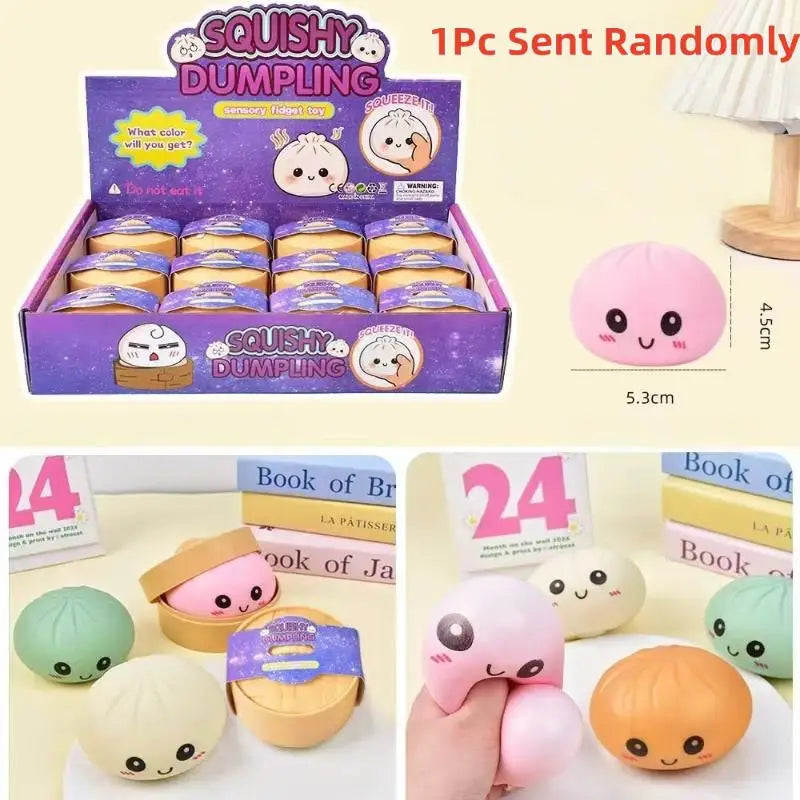 1/2Pcs Slow Rebound Soft Pinch Decompression Toys Simulation Flash Dumpling Pressure Ball Office Home Decor Children Adults Gift