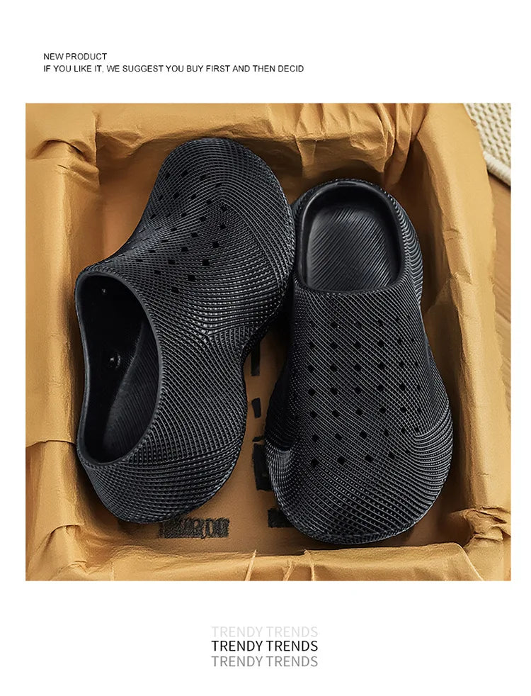 Generic Closed Toe Clogs 3d Printed Thick Sole Non Slip Soft Cushion Casual Summer Outdoor Slippers For Men Women Couple