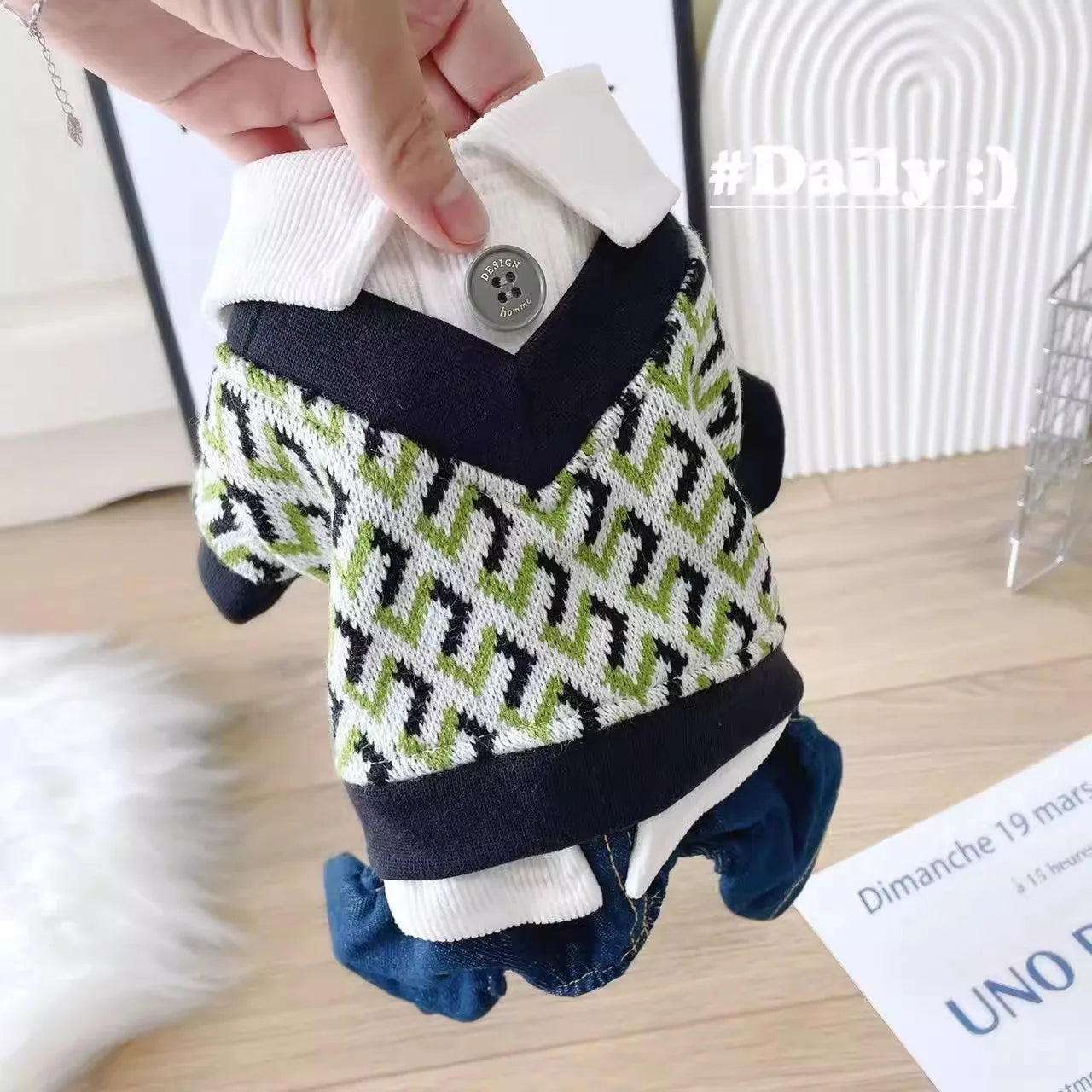 Stylish Knit Sweater Vest Costume for Small Dogs | Pet Jumpsuit Sets