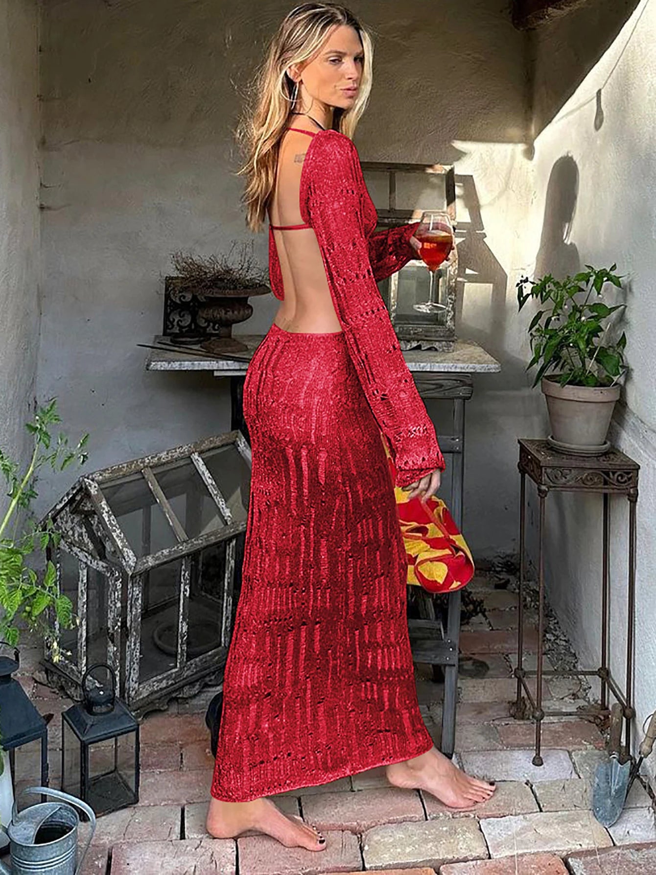 Elegant Hollow Out Backless Maxi Dress | Summer Women’s Fashion
