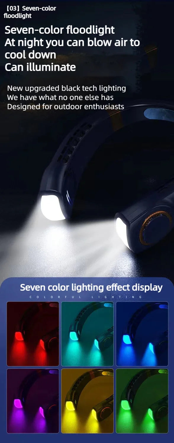 Portable Hands-Free Neck Fan with LED Cooling Plates | USB Rechargeable