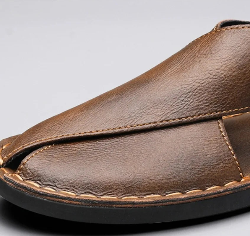Men's Lightweight Breathable Leather Sandals | Summer Beach Shoes