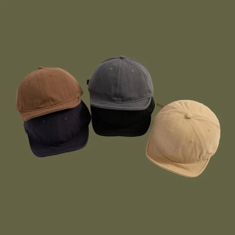 Solid Color Short Brim Baseball Cap | Adjustable Snapback Hat