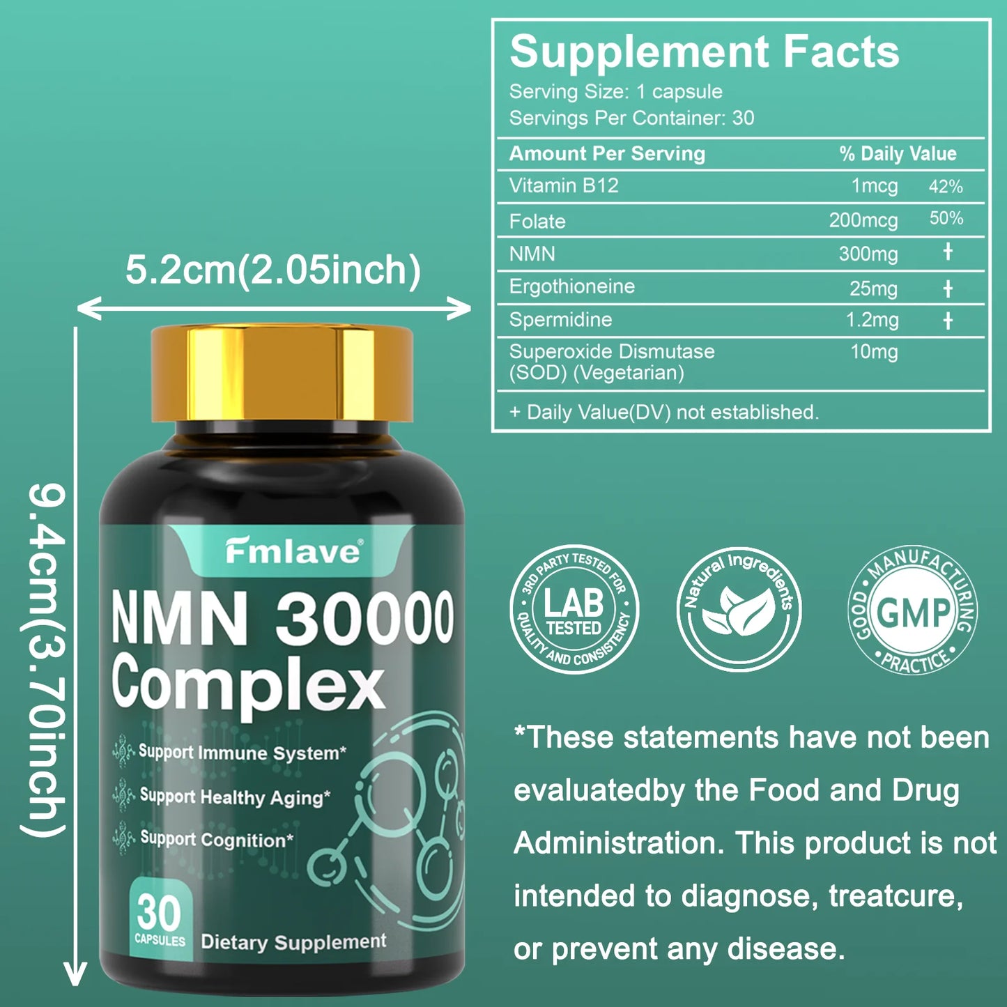 99% Pure NMN & Ergothioneine Capsules for Healthy Aging