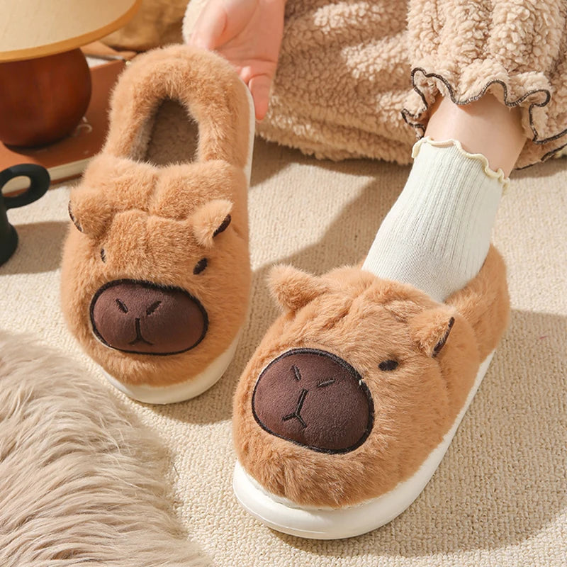 Women's Cute Plush Capybara Slippers | Cozy Indoor House Shoes