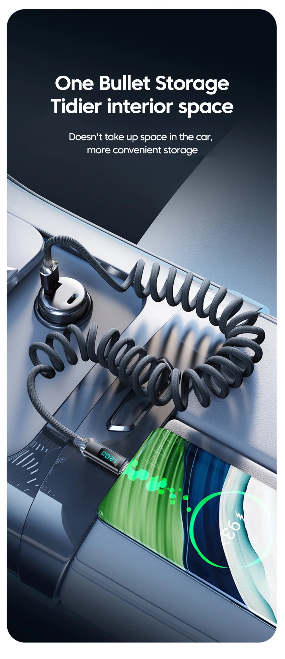 120W Fast Charging Retractable Cable | USB A to Type C Charger