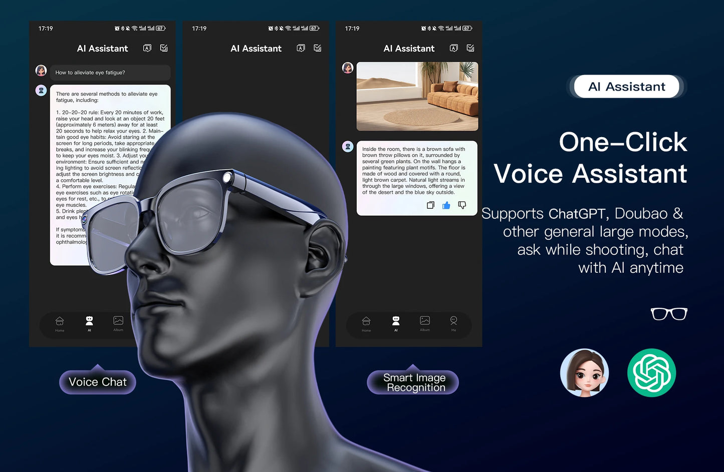 Men's AI Smart Glasses | Dual Camera Translation & Bluetooth Calling