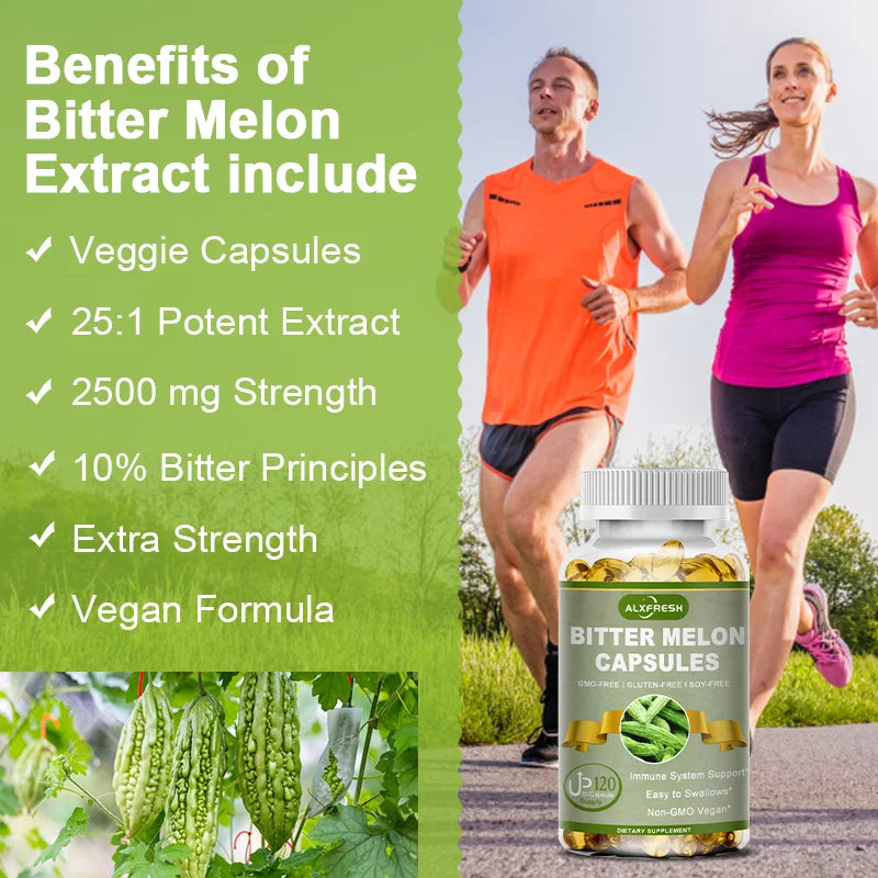Alxfresh Bitter Melon 2500mg | Non-GMO Vegan Gluten-free | Health Nutrition Supplement for Adult Old People