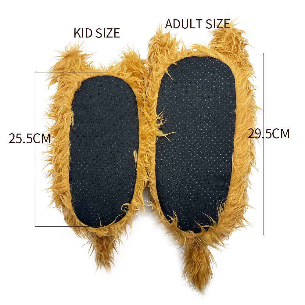 Winter Highland Cow Plush Slippers | Cute Fluffy Animal Slides