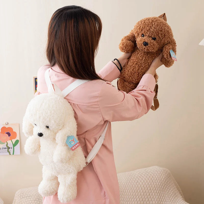 Cute Plush Teddy Dog Backpack | Adorable School Bag for Kids