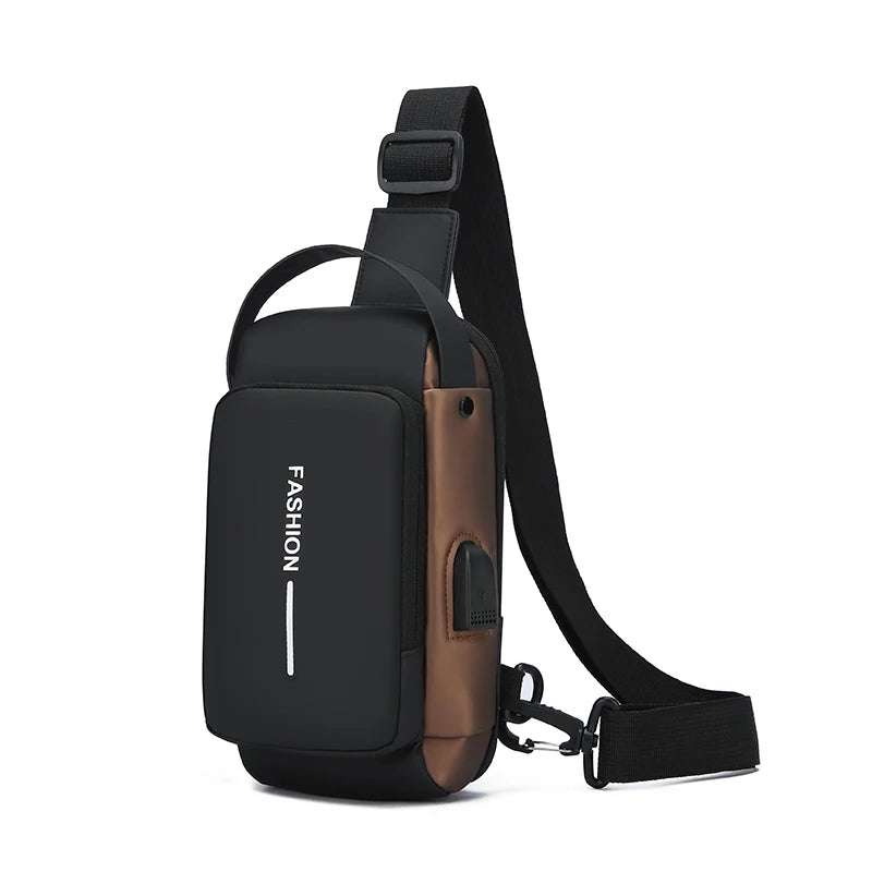 Men's Anti-Theft Sling Bag | USB Charging Crossbody Pack
