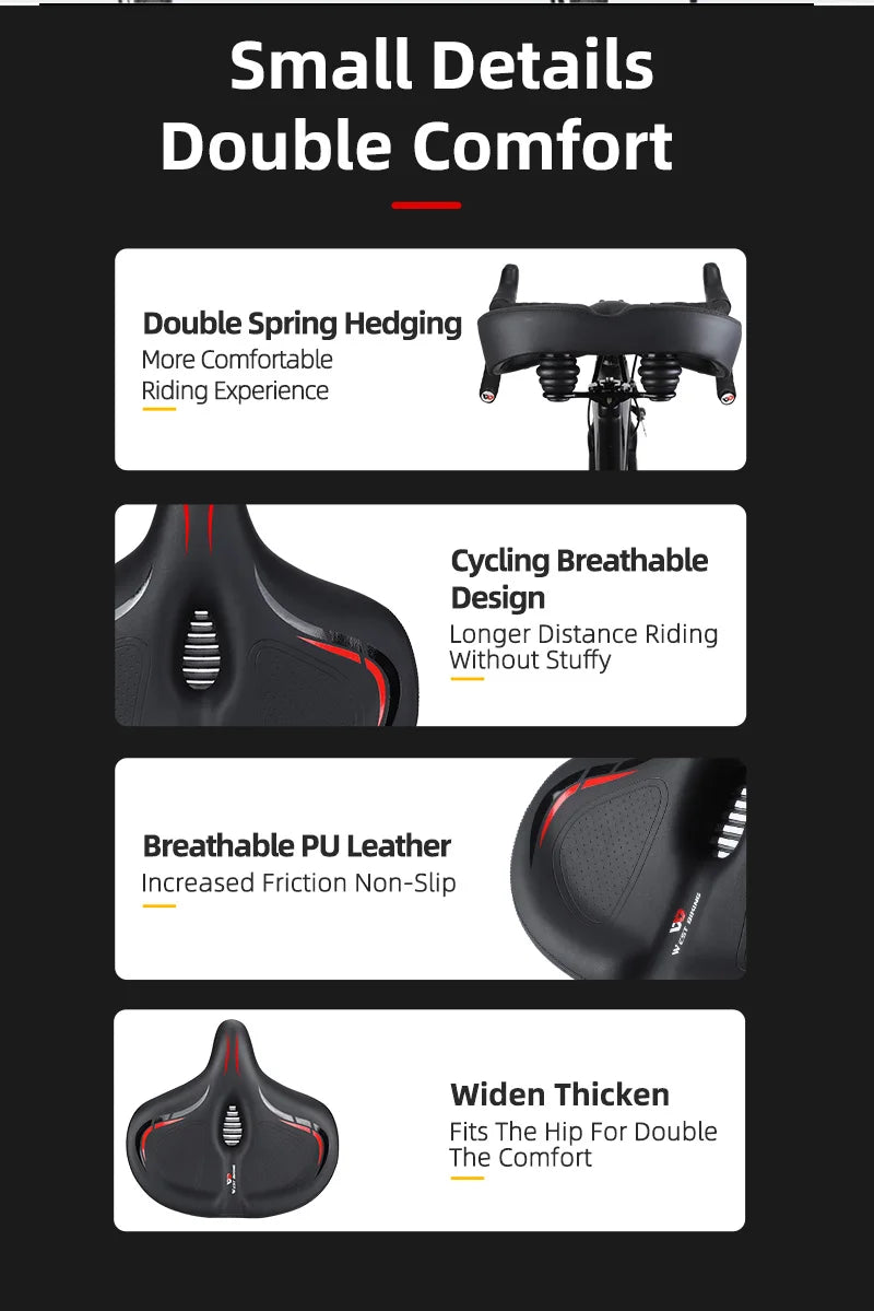 Oversize Comfortable Bicycle Saddle | Breathable Bike Seat Cushion