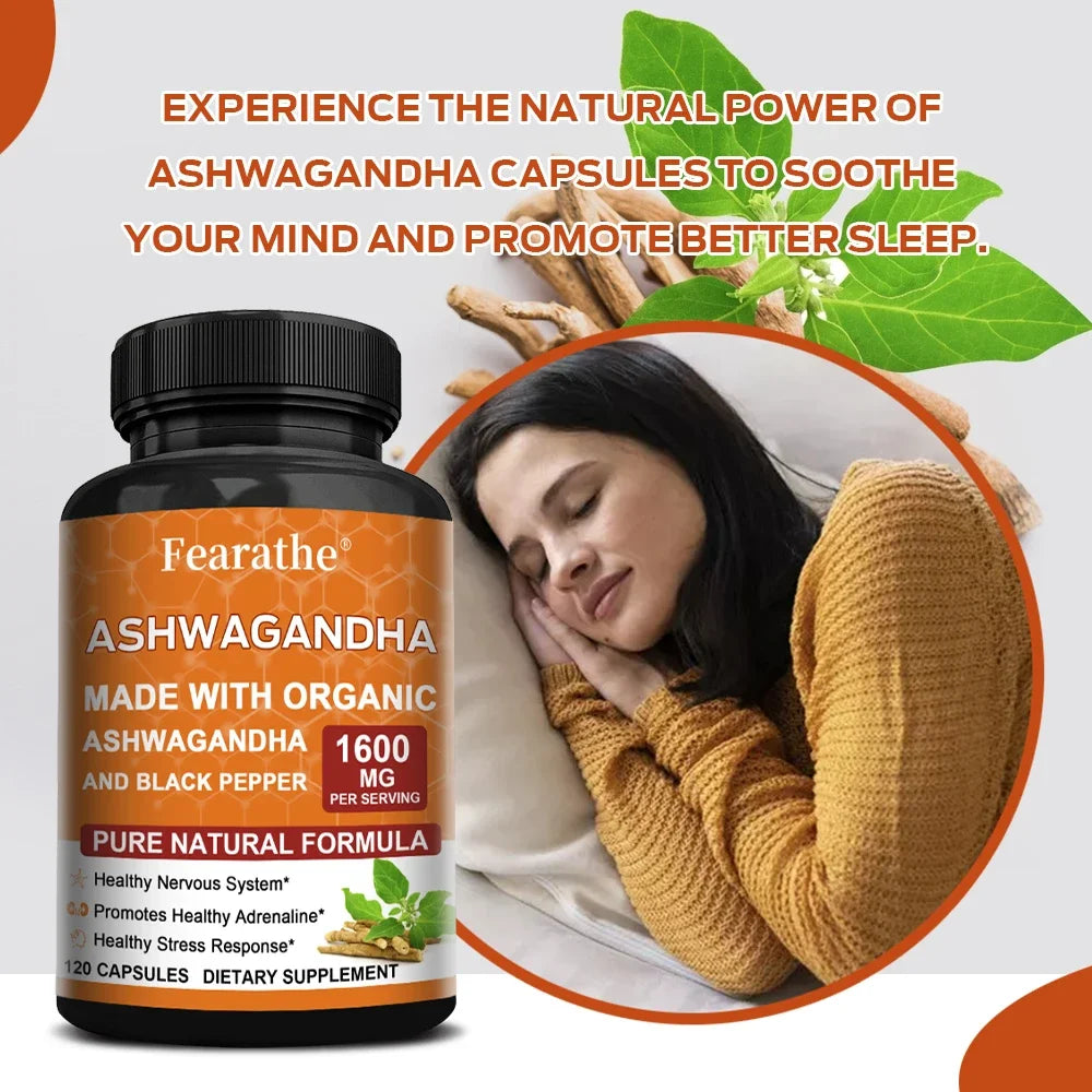 Organic Ashwagandha Root Extract with Black Pepper - Stress Relief