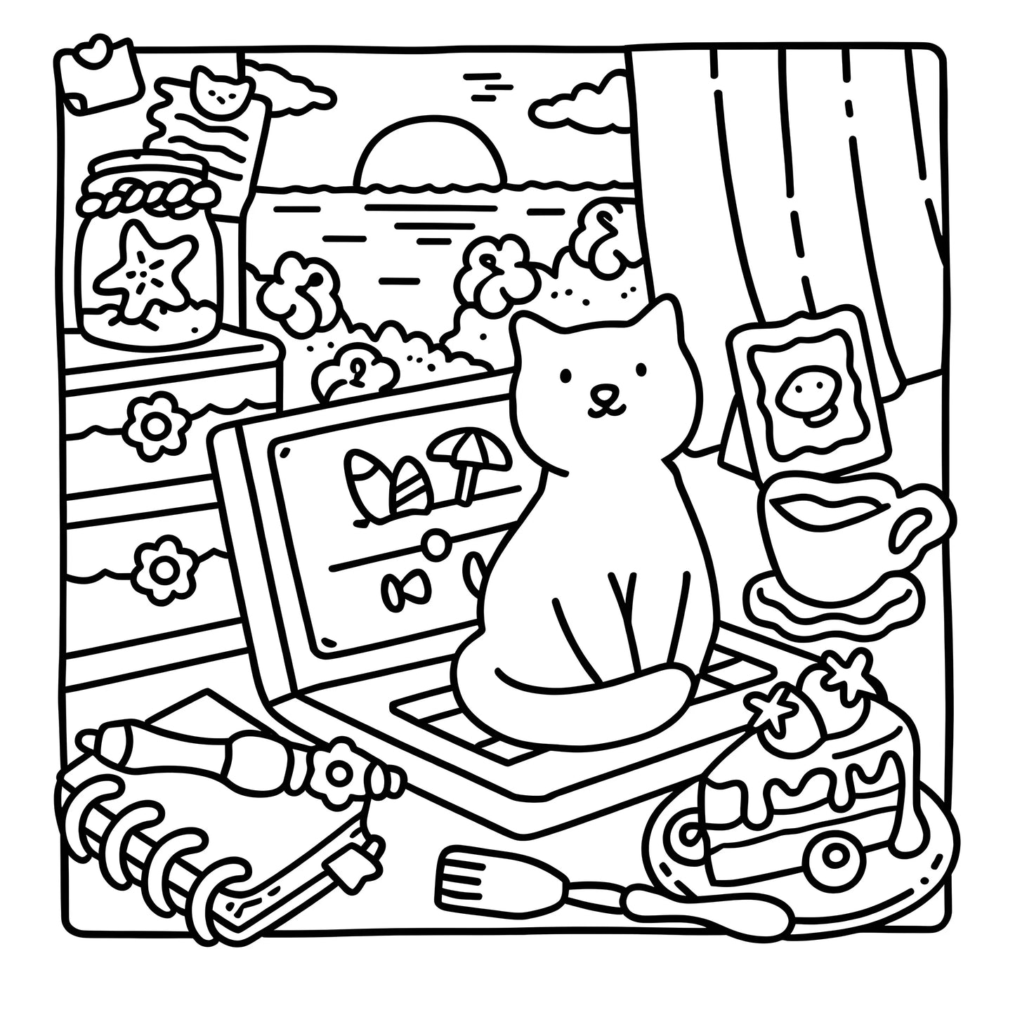 Adult Cat Moments Coloring Book | Relaxation & Fun Gift