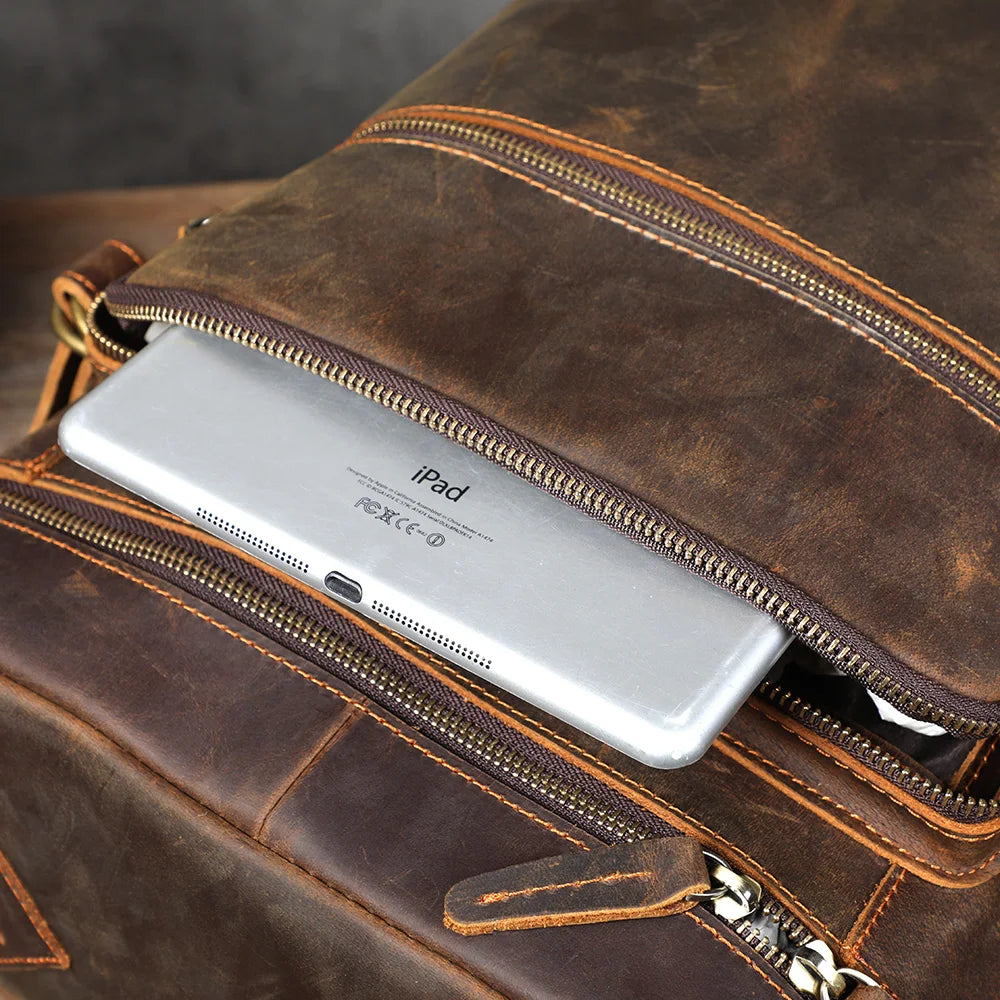 Vintage Genuine Leather Backpack | Stylish Outdoor Travel Bag