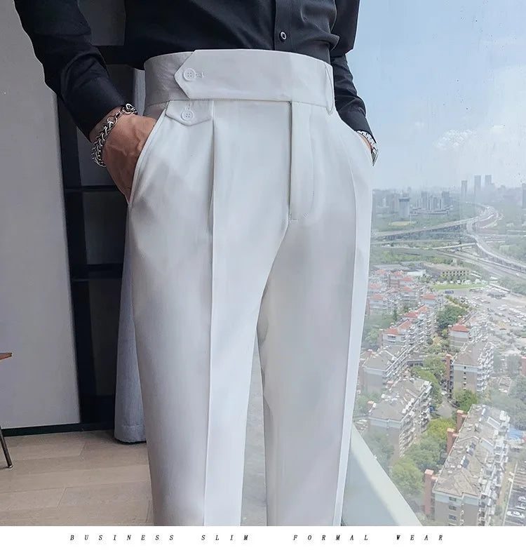Men's High Waist Slim Fit Suit Pants | Smart Casual Fashion