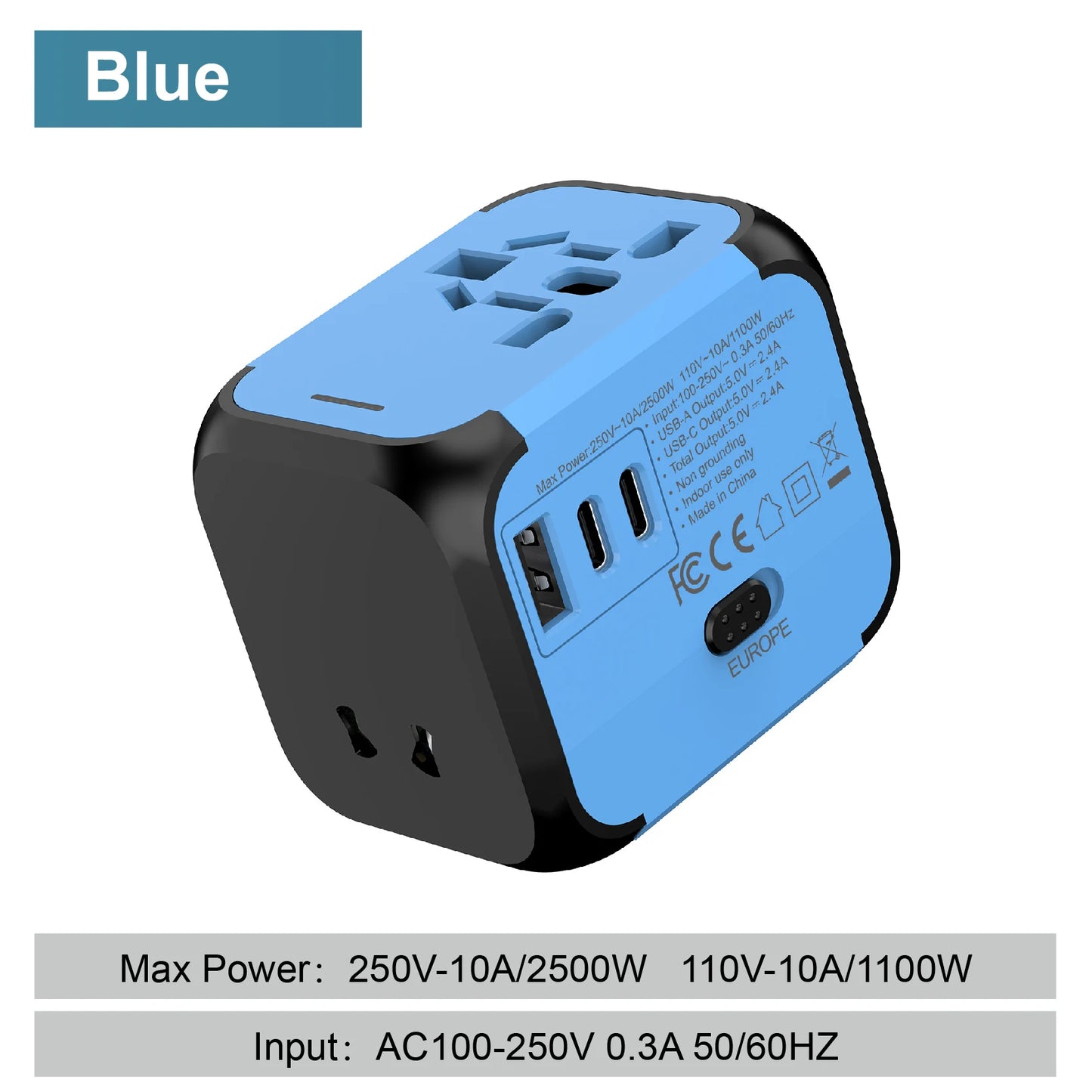 Universal Travel Adapter with USB-C & USB-A | Worldwide Compatibility