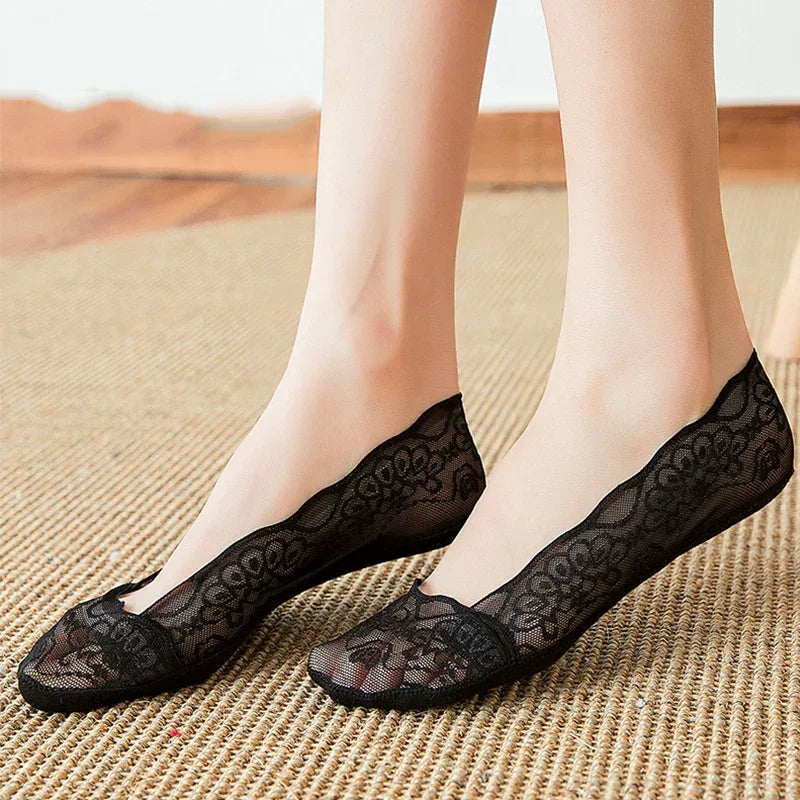 Women's Lace Invisible Summer Socks | No-Show Ankle Set