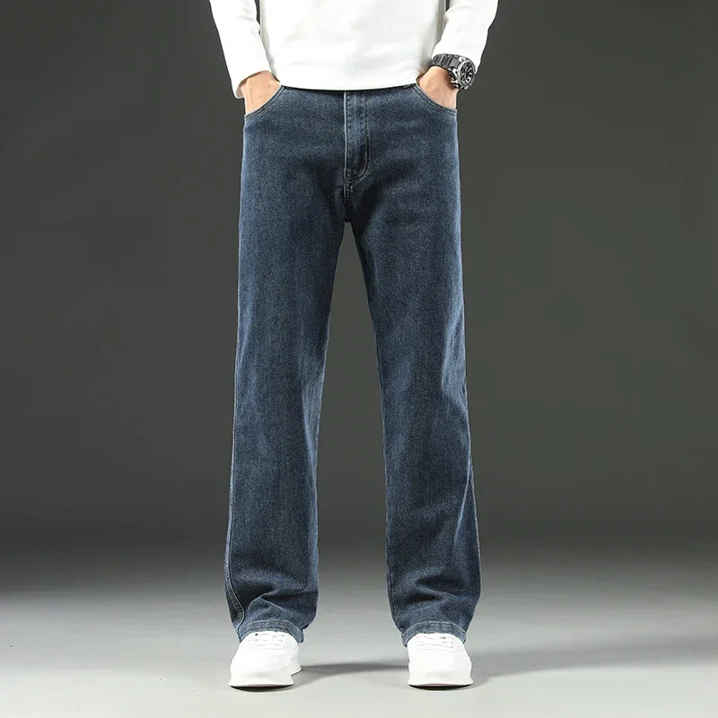 Men's Baggy Straight Wide Leg Jeans | Stylish Business Casual Pants