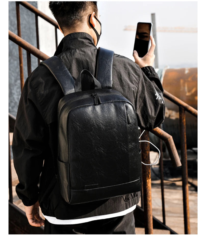 Men's Executive PU Leather Backpack | Stylish Office & Travel Bag
