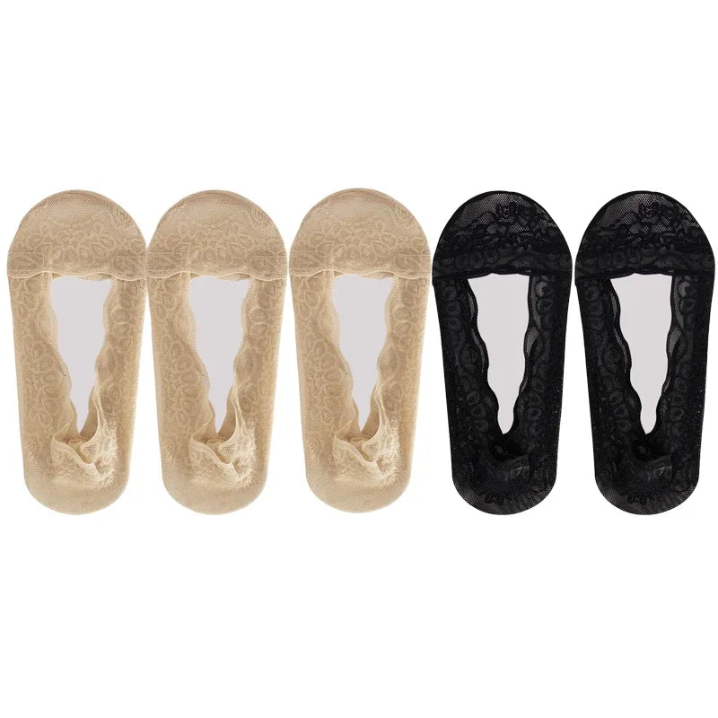 Women's Lace Invisible Summer Socks | No-Show Ankle Set